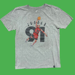Jordan 1991 Retro 6 Heather Gray Basketball Shirt Men's Size Small